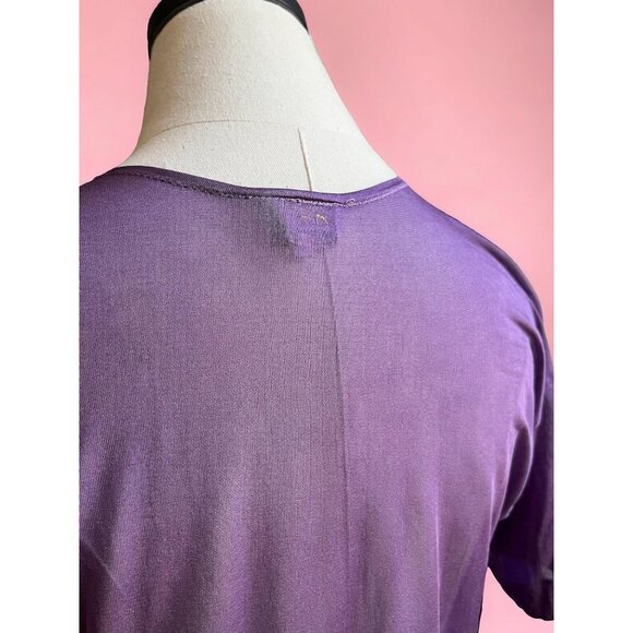 Vintage 90s Hand-Dyed Silk Tee | Purple Gray Grunge Wash | Soft Boxy Fit | S - Picture 7 of 10